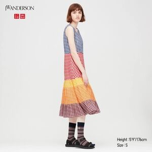 Uniqlo JW Anderson Multicolor Gingham Tiered Midi Dress